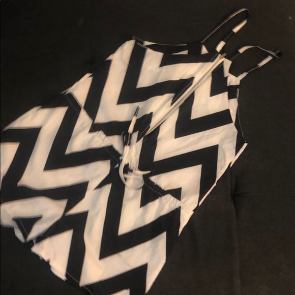 Front Zipper Black White Romper - Small - Chiffon - Picture 1 of 7